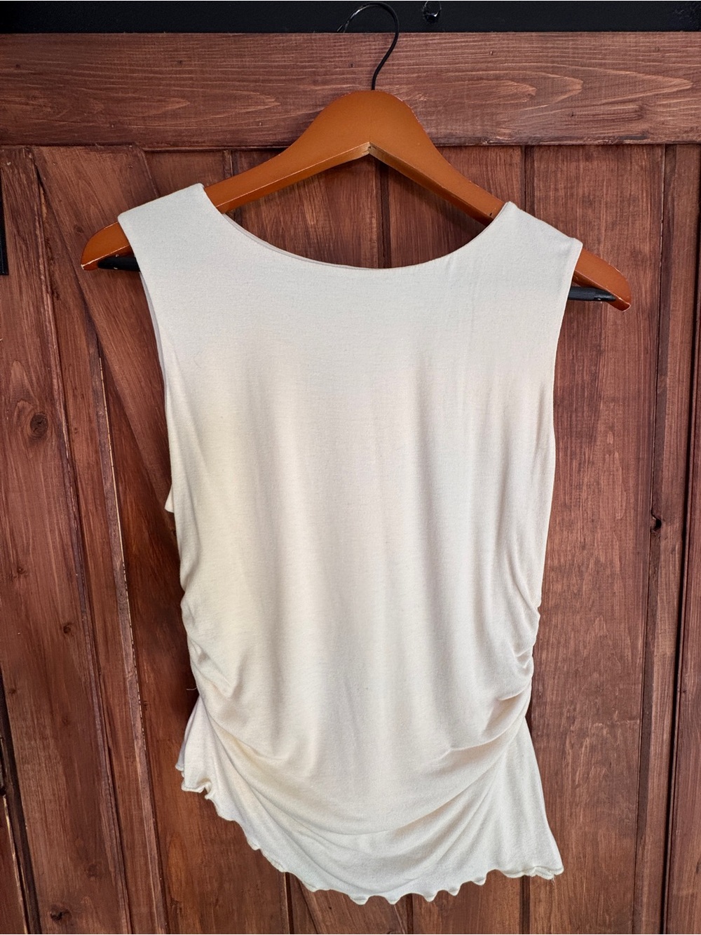 By Together Cream Ruched Side Sleeveless Tank